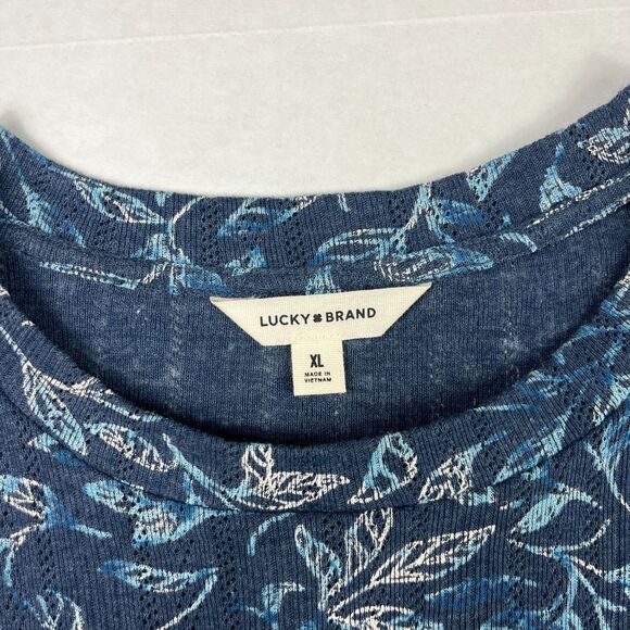 Lucky Brand Short Sleeve Womens Shirt Leaf Print Casual Natural Relaxed Top XL - Picture 5 of 11